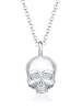 KUZZOI Halskette 925 Sterling Silber Totenkopf in Silber