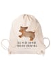 Mr. & Mrs. Panda Rucksackbeutel Hund Dackel mit Spruch in Creme
