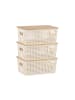 relaxdays 3 x Aufbewahrungsbox in Weiß/ Natur – (B)25,5 x (H)10,5 x (T)18 cm