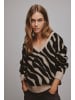 Vila Kuscheliger Strickpullover Jacquard Zebra Animal Muster VIRIL FEAMI in Beige