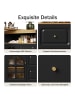 ABRIHOME Bartisch mit 2 Schubladen in Schwarz - drehbarer Sideboardschrank mit Regalen 