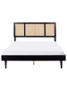 Beliani Doppelbett AURAY in Schwarz/Heller Holzfarbton - (W) 165 x (H) 119 x (L) 204 cm