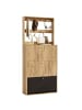 ABRIHOME Schuhschrank in Natur Schwarz 75x24x180 cm mit Haken 3 Klappfächern