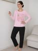 United Labels Schlafanzug Pyjama Lama Set Langarm Oberteil mit Hose in schwarz/rosa