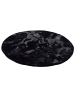 Pergamon Fellteppich Plush Rund in schwarz