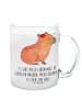 Mr. & Mrs. Panda Tasse Capybara Blume mit Spruch in Transparent