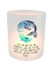 Mr. & Mrs. Panda Windlicht Glas Walfisch Thunfisch mit Spruch in Transparent