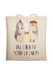 Mr. & Mrs. Panda Jutebeutel Pinguin Heirat mit Spruch in Creme