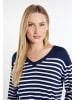 DreiMaster Damen Strickpullover in Marine Weiss