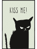 Juniqe Poster in Kunststoffrahmen "Kiss Me Cat" in Grau & Schwarz