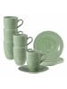 6er Set Henkelbecher mit Untertassen Beat Color Glaze in Salbeigrün 350 ml