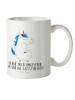 Mr. & Mrs. Panda Kaffeepott Einhorn Mann mit Spruch in Weiß