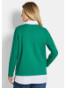 GOLDNER Kurzgröße:  Sweatshirt Elegantes 2-in-1 Business-Oberteil in grün / weiß