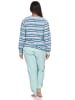 NORMANN Frottee Schlafanzug Bündchen Streifen - 81788 in türkis