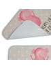 Mr. & Mrs. Panda Badteppich Axolotl Hurra mit Spruch in Grau Pastell