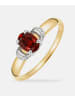Diamant L'éternel Ring, mit Granat, 375 Gelbgold