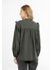 DreiMaster Vintage Damen Langarmbluse in Dunkeloliv