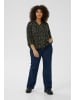 KAFFE curve Langarm-Bluse KCemina in Black/Green Lettuce Ditzy