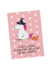 Mr. & Mrs. Panda Postkarte Einhorn Hexe mit Spruch in Rot Pastell