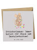 Mr. & Mrs. Panda Glückwunschkarte Erzieherin Chaos mit Spruch in Grau Pastell