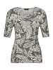 GOLDNER Kurzgröße:  Viskoseshirt mit Blätter-Muster in grau / weiß / gemustert