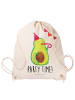 Mr. & Mrs. Panda rucksack stoff Avocado Party Zeit mit Spruch in Creme
