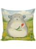 Mr. & Mrs. Panda Kissen Chinchilla Blume Design ohne Spruch in Weiß