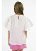 myMo KIDS Mädchen Bluse in Weiss Pinkorange Punkte