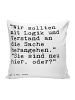 Mr. & Mrs. Panda Kuschelkissen "Wir sollten mit Logik... mit Spruch in Weiß