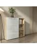 KADIMA DESIGN Büro-Set 2-tlg 120cm hoch Kommode x Regal, Glas Front in Chalet-Eiche-Nb.-Weiß