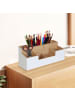 relaxdays Schreibtisch Organizer in Weiß/Natur - (B)30 x (H)11 x (T)15 cm