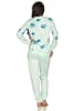 NORMANN Pyjama Schlafanzug langarm Bündchen und Blumenprint - 48680 in helltürkis