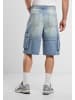 Urban Classics Urban Classics Relaxed Denim Cargo Shorts in new light blue dirty washed