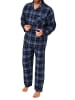 NORMANN Durchgeknöpfte Flanell Schlafanzug langarm Pyjama KaroMuster - 76515 in marine