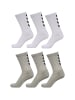 Hummel 6-er Pack Sport Socken Lange Basic Socken FUNDAMENTAL in Weiß-Grau