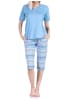 NORMANN kurzarm Schlafanzug Caprihose Ethnolook - 72565 in hellblau