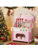 COSTWAY Kinderküche Holz inkl. 12 Zubehör in Rosa