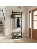 relaxdays Garderobe in Schwarz/Dunkelbraun - (B)69 x (H)182 x (T)30 cm