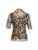 Zero  Mesh-Blumen-Shirt mit hohem Kragen in KhakiCream