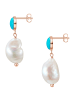 Glanzstücke München Ohrringe aus Sterling Silber mit Türkis (rek.) und Süßwasser-Zuchtperle in weiß
