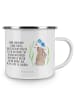 Mr. & Mrs. Panda Camping Emaille Tasse Hase Blume mit Spruch in Weiß