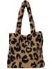 styleBREAKER Teddyfell Schultertasche mit Leo Muster in Braun-Schwarz