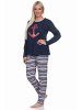 NORMANN langarm Schlafanzug Pyjama Oberteil Anker - 77340 in marine