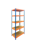 Schwerlastregal "5 Ebenen" in Blau/ Orange - (B)90 x (H)200 x (T)60 cm