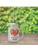 Mr. & Mrs. Panda Trinkglas Faultiere Herz mit Spruch in Transparent