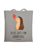 Mr. & Mrs. Panda Schultertasche Igel Luftballon mit Spruch in Light Grey