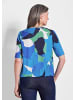 GOLDNER Kurzgröße:  Wasserfallshirt Halbarmshirt mit Print in blau / grün / gemustert