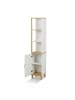 relaxdays Badezimmerschrank in Weiß/ Natur - (B)33 x (H)169 x (T)31 cm