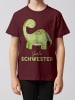 wat? Apparel T-Shirt Dinosaurier 04 Große Schwester in Weinrot