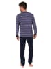 NORMANN Frottee Pyjama Schlafanzug lang Bündchen Streifen - 67723 in rot